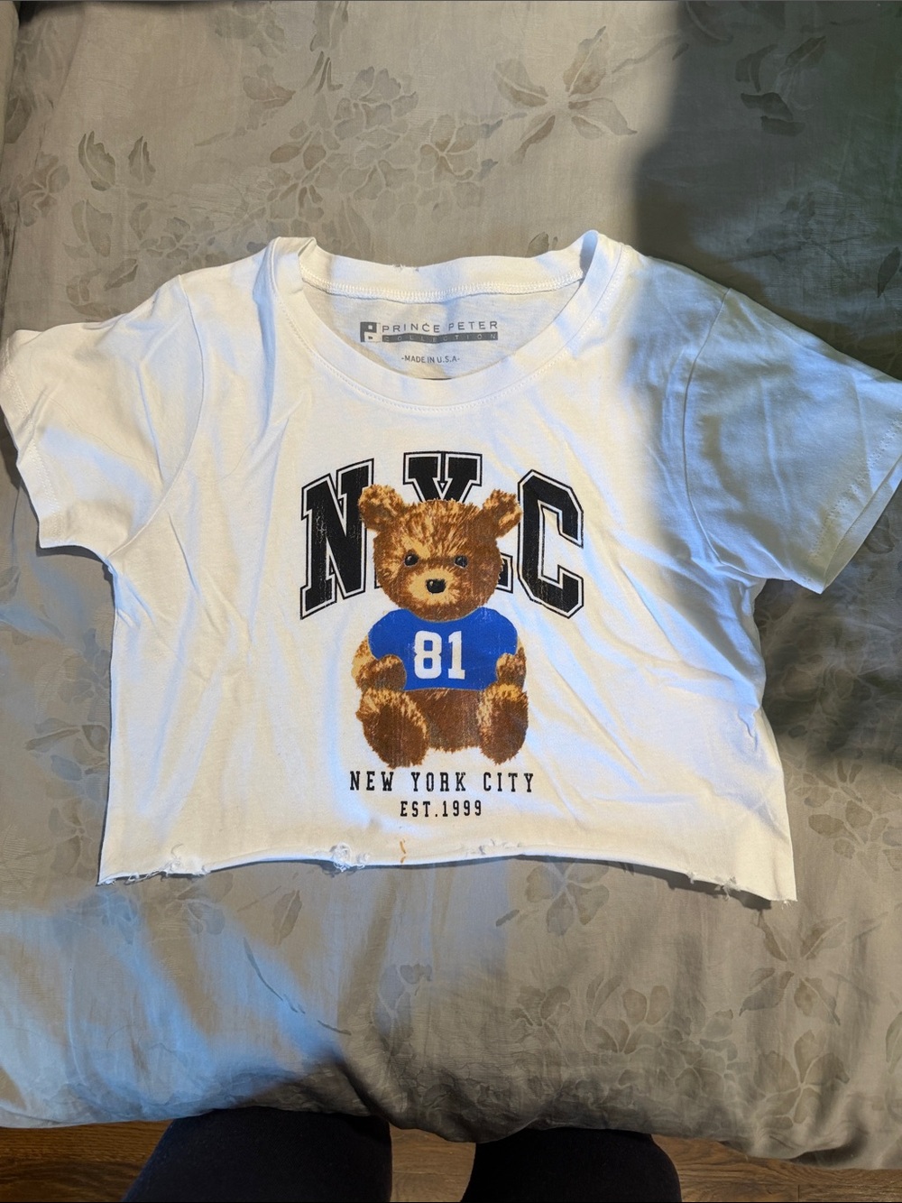 Prince Peter Collection White Tee with Brown Teddy and Blue Jersey